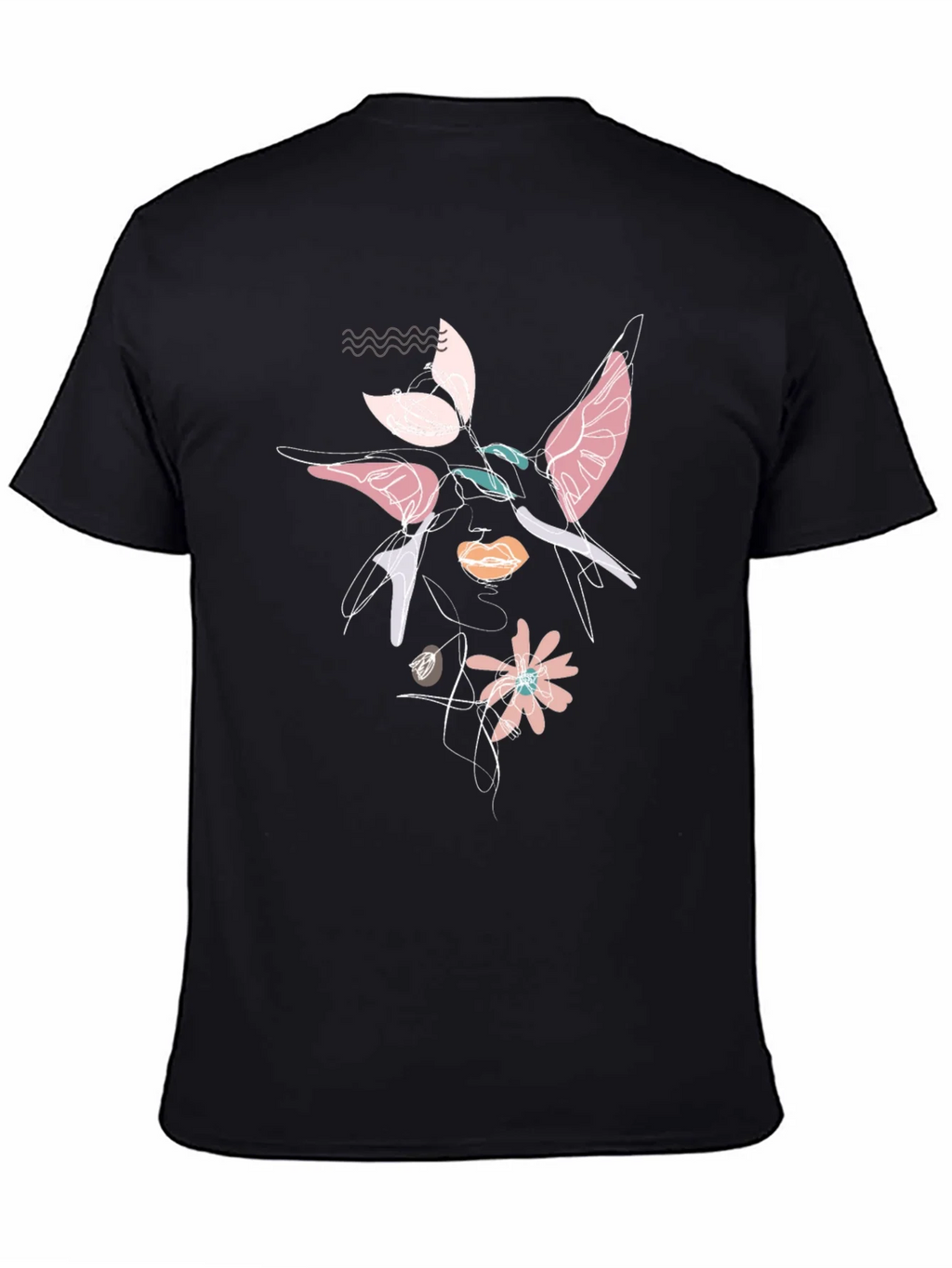 Abstract Floral Graphic Print Black T-Shirt
