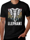 Elephant Graphic Tee - Retro Style Black T-Shirt