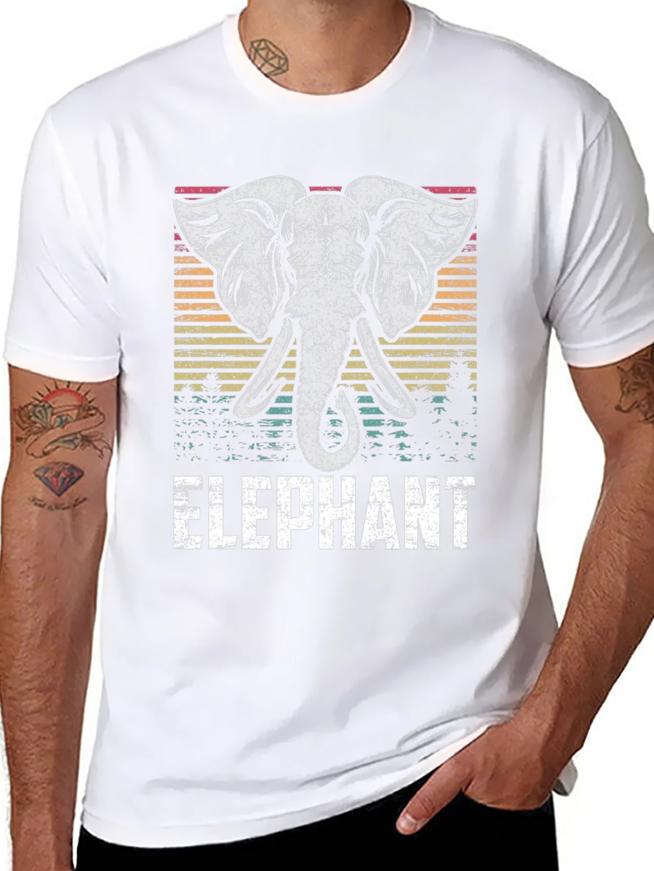 Elephant Graphic Tee - Retro Style Black T-Shirt