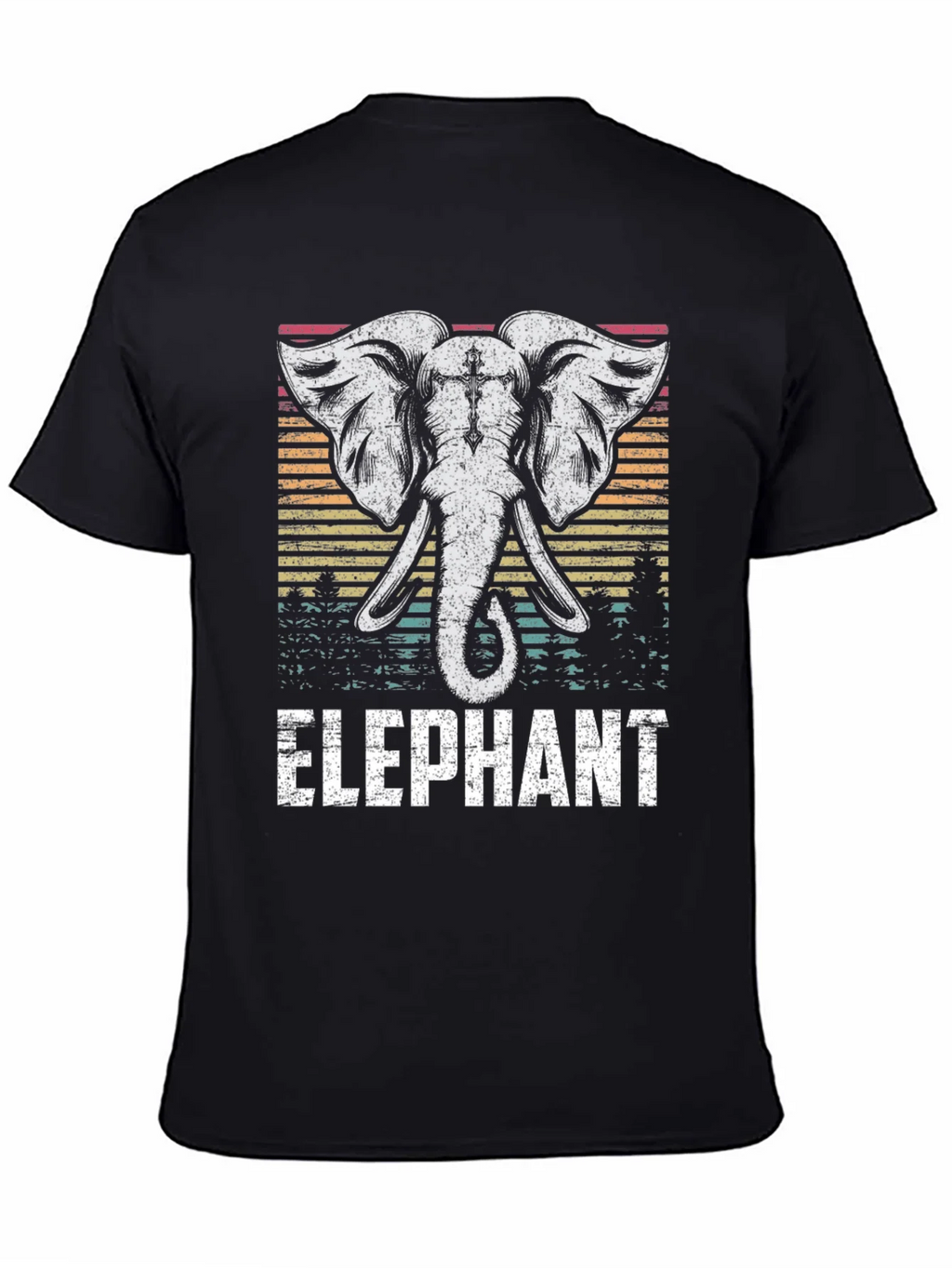 Elephant Graphic Tee - Retro Style Black T-Shirt