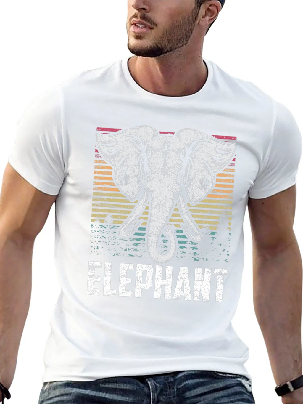 Elephant Graphic Tee - Retro Style Black T-Shirt