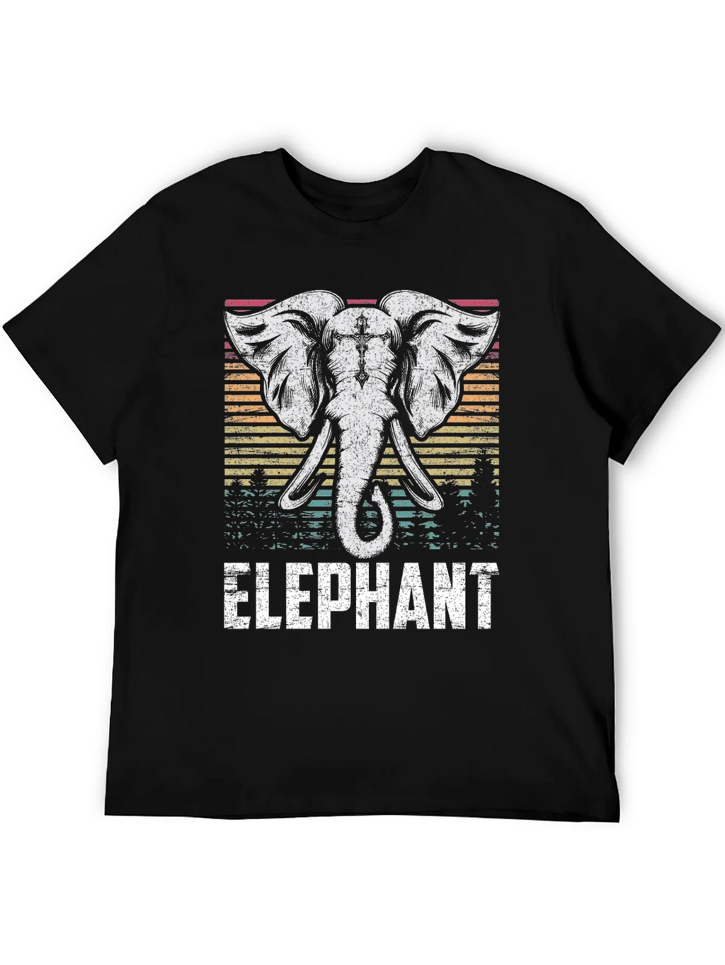 Elephant Graphic Tee - Retro Style Black T-Shirt