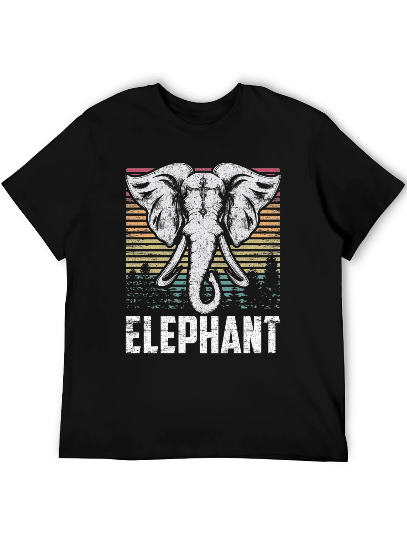 Elephant Graphic Tee - Retro Style Black T-Shirt