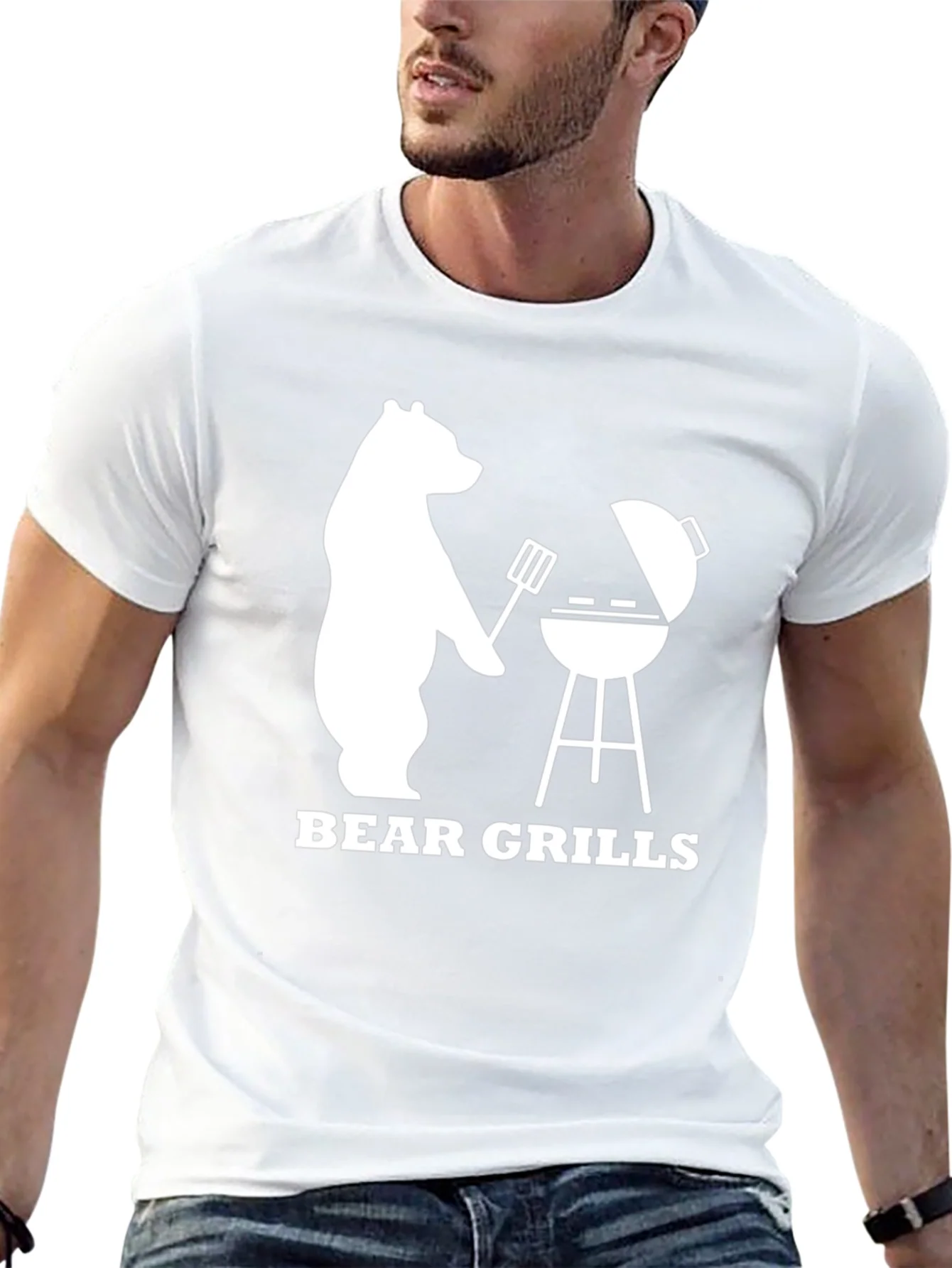Bear Grills BBQ T-Shirt - Novelty Graphic Tee