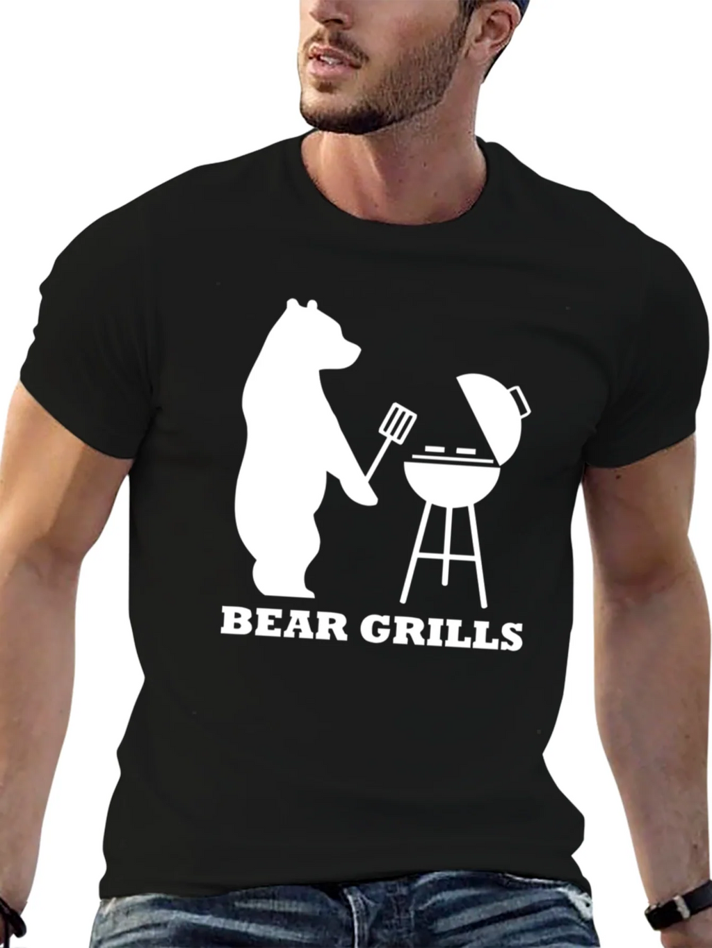 Bear Grills BBQ T-Shirt - Novelty Graphic Tee