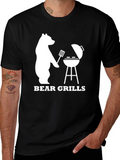 Bear Grills BBQ T-Shirt - Novelty Graphic Tee