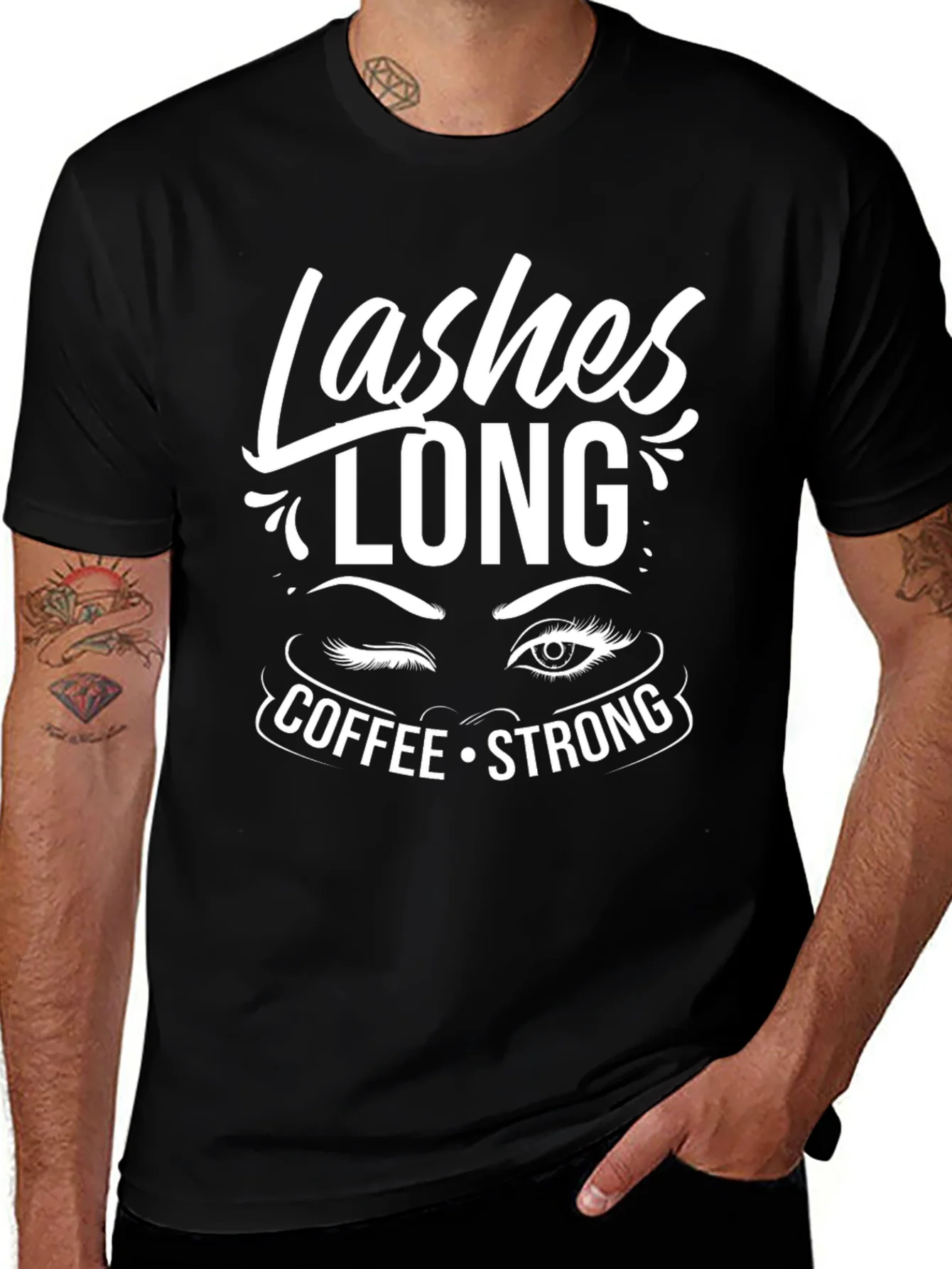 Lashes Long Coffee Strong Graphic Tee