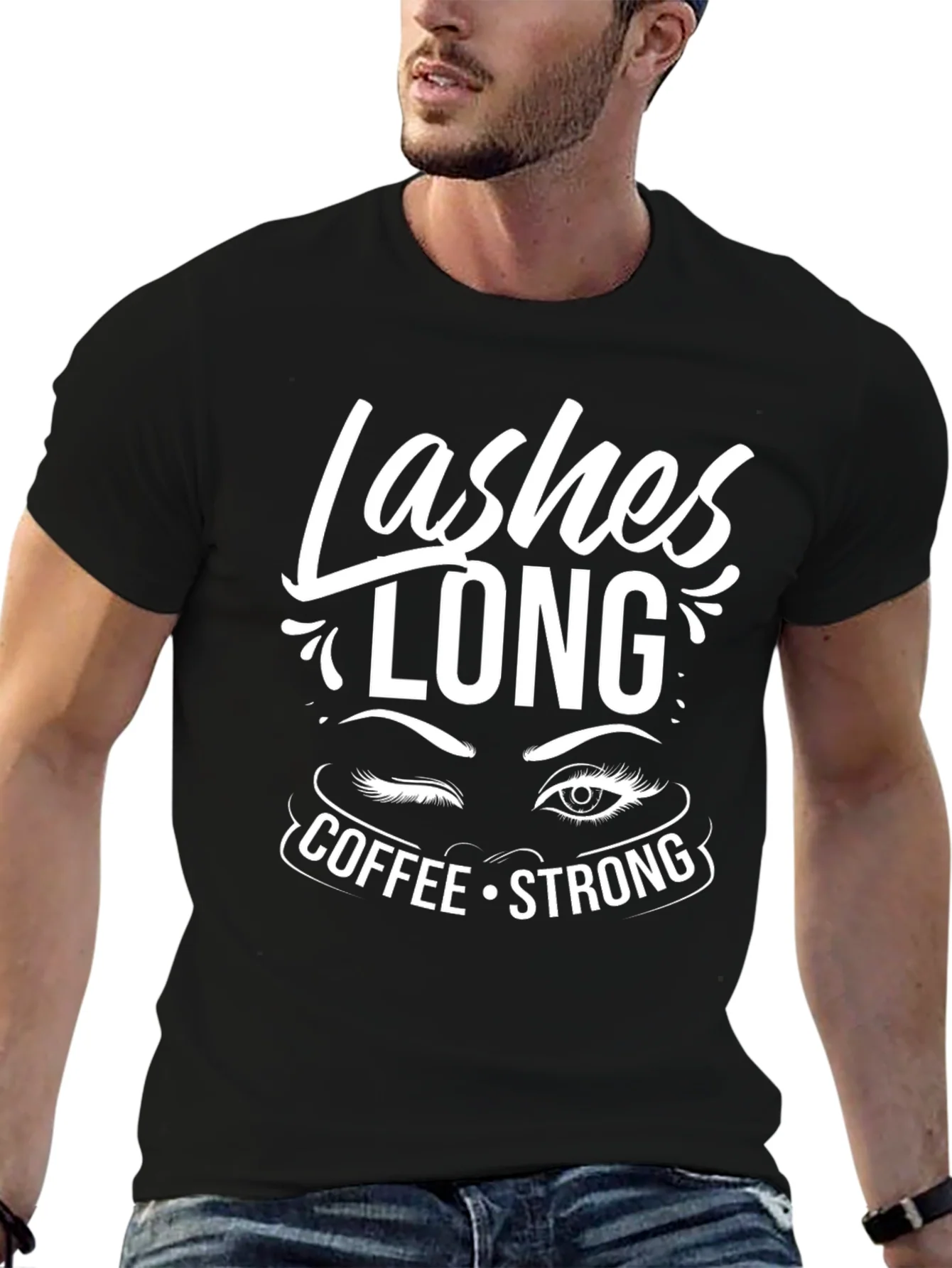 Lashes Long Coffee Strong Graphic Tee