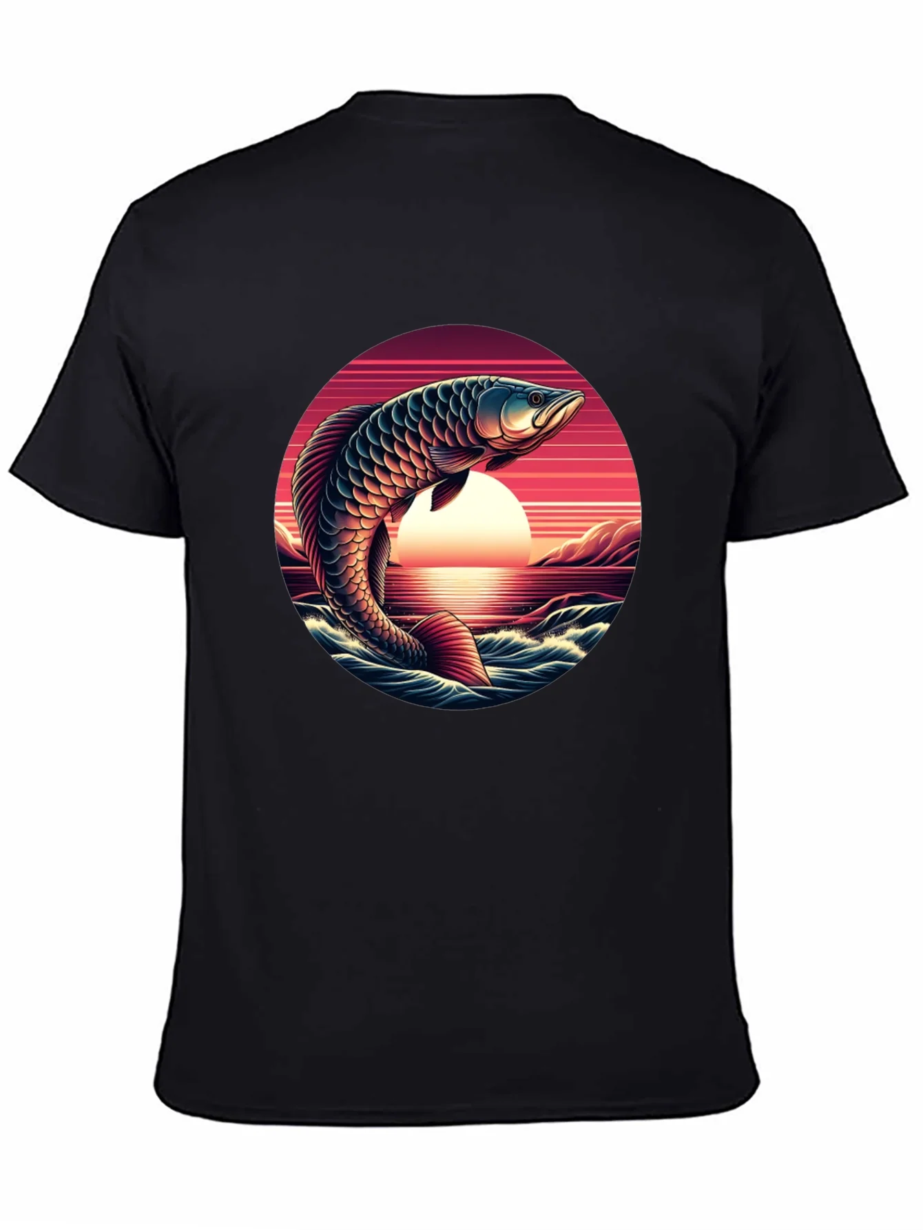 Arowana Fish Sunset Graphic T-Shirt