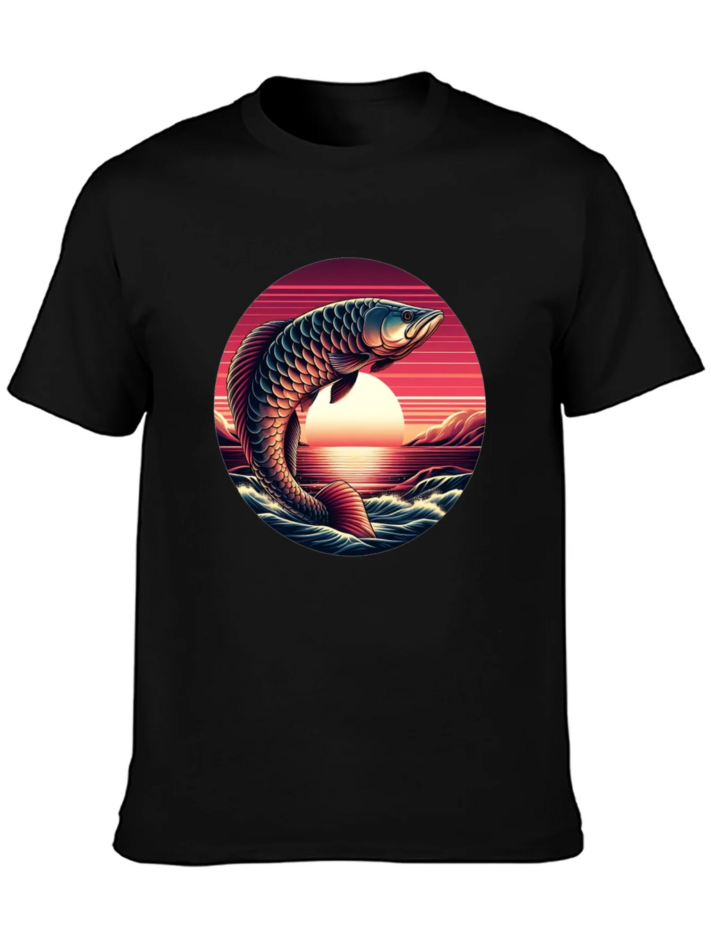 Arowana Fish Sunset Graphic T-Shirt