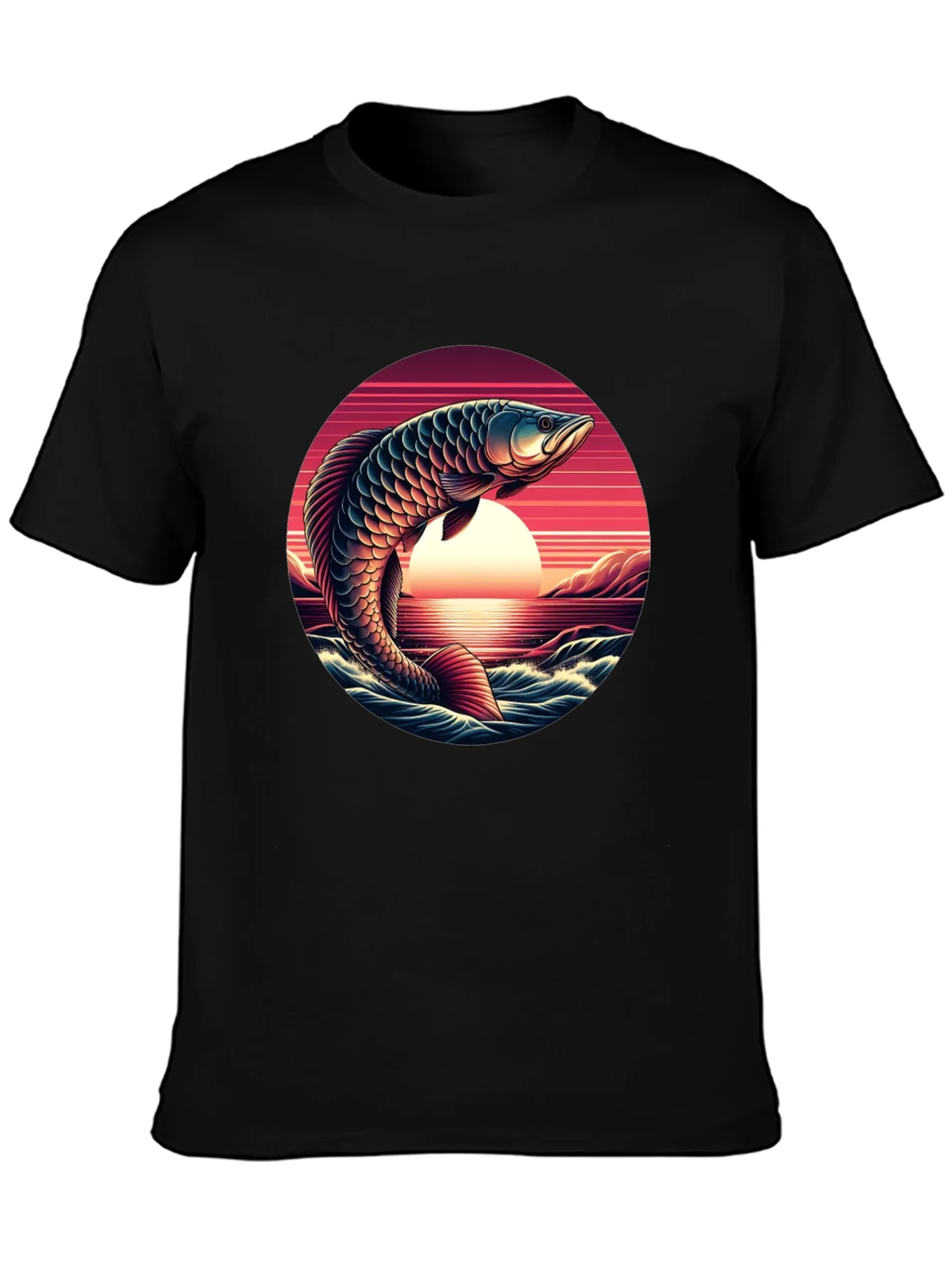 Arowana Fish Sunset Graphic T-Shirt