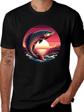 Arowana Fish Sunset Graphic T-Shirt
