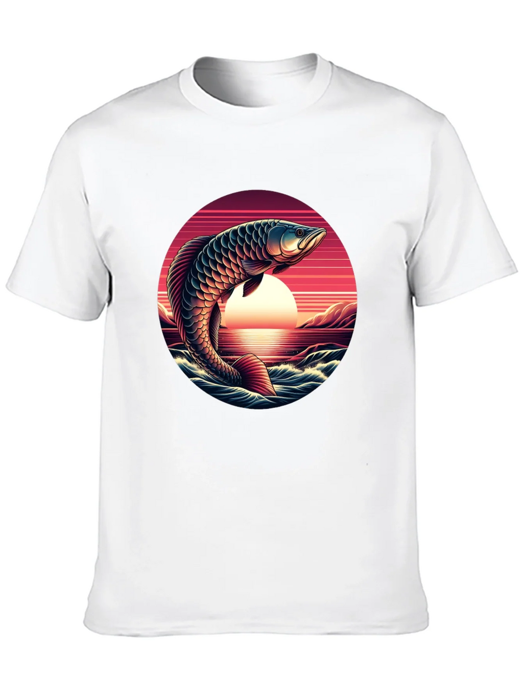 Arowana Fish Sunset Graphic T-Shirt