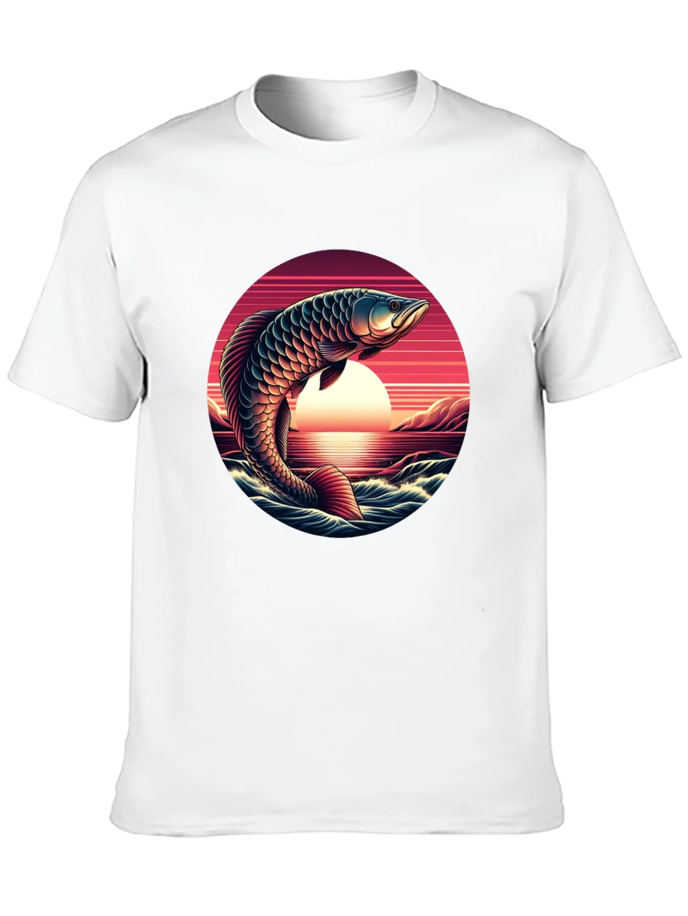 Arowana Fish Sunset Graphic T-Shirt