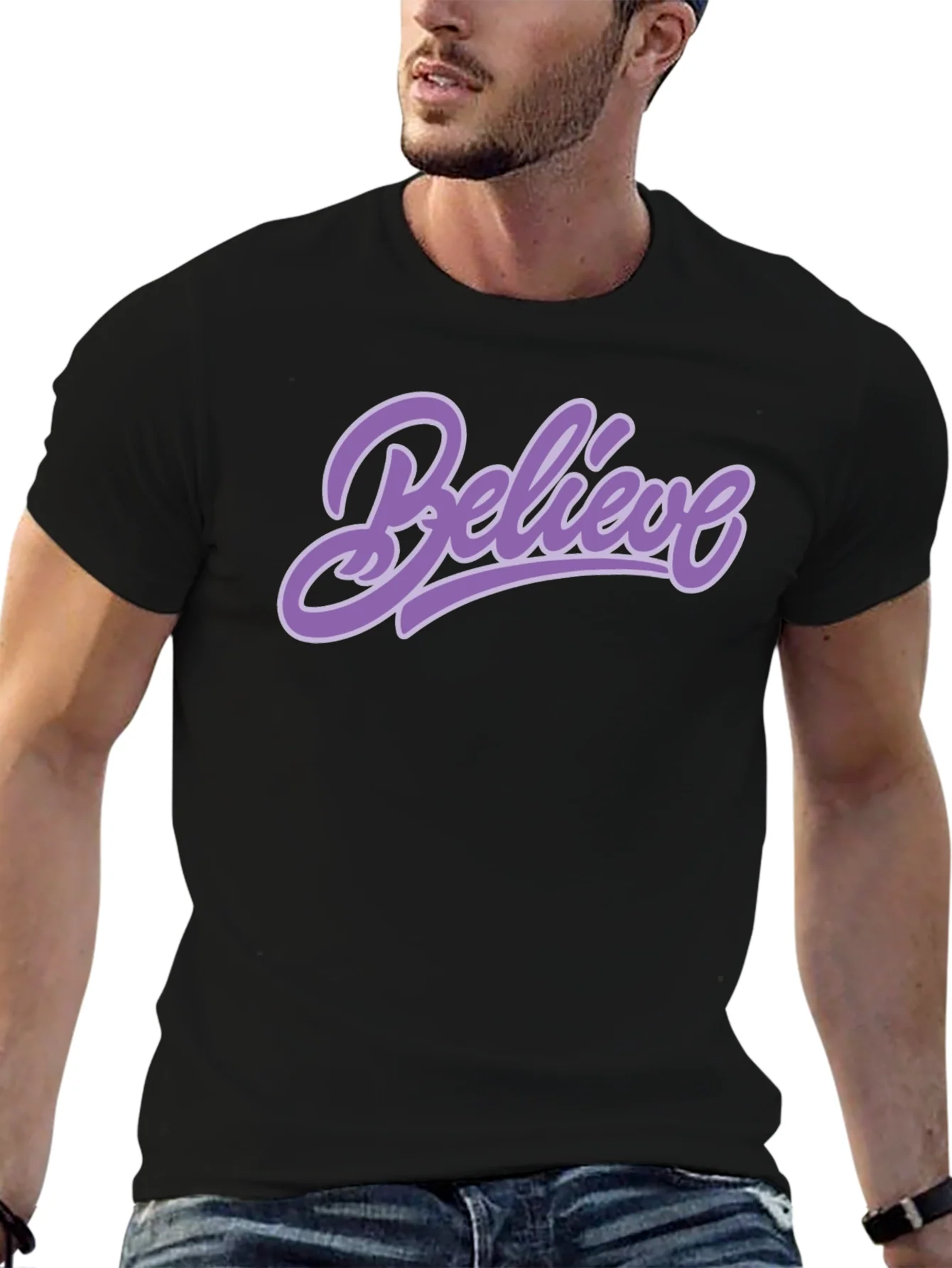 Believe Graphic Tee - Black Cotton T-Shirt