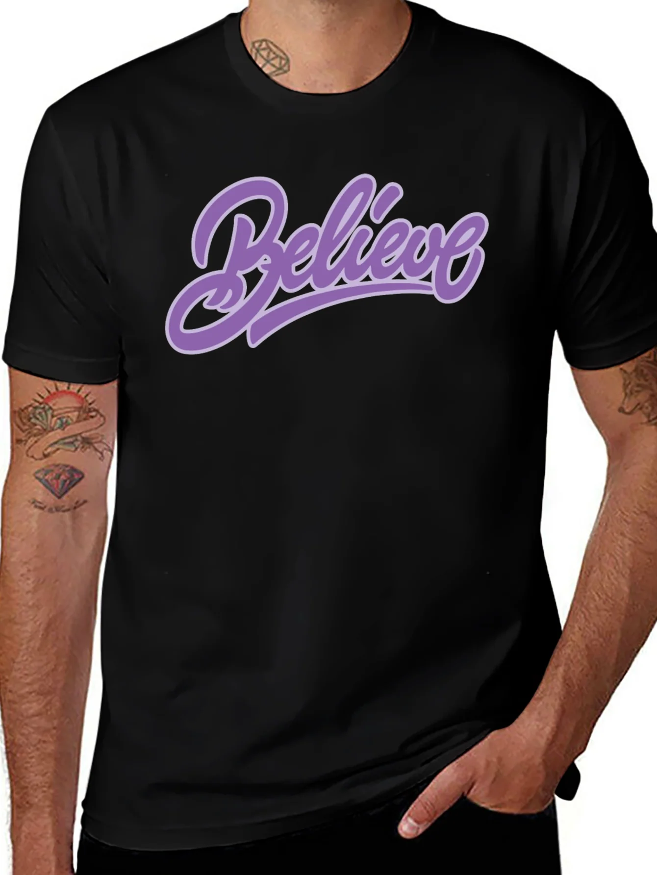 Believe Graphic Tee - Black Cotton T-Shirt
