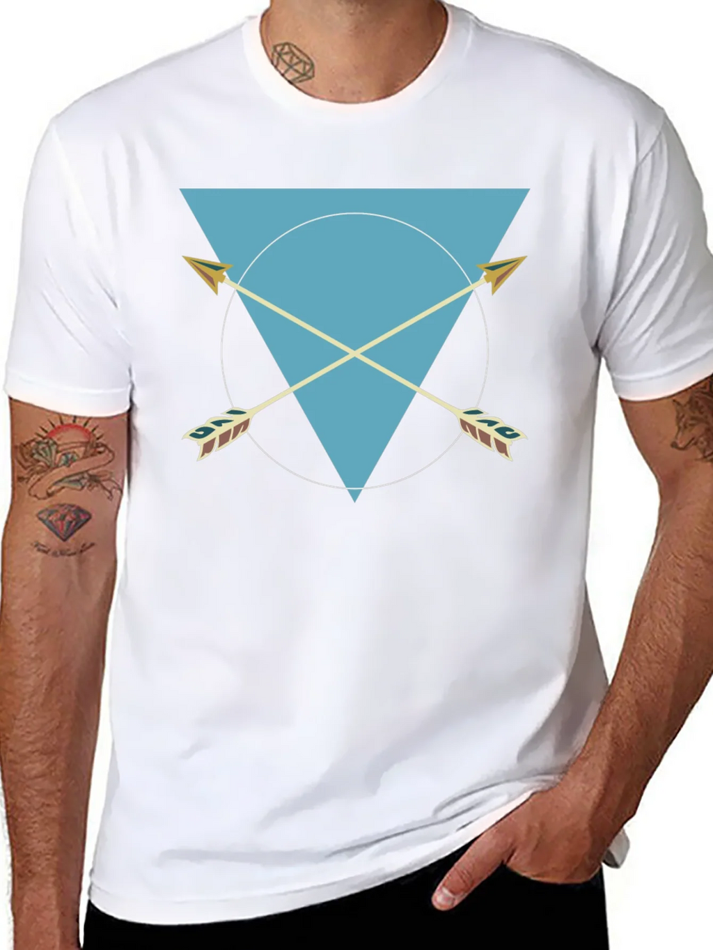Geometric Arrows Graphic Tee - Black