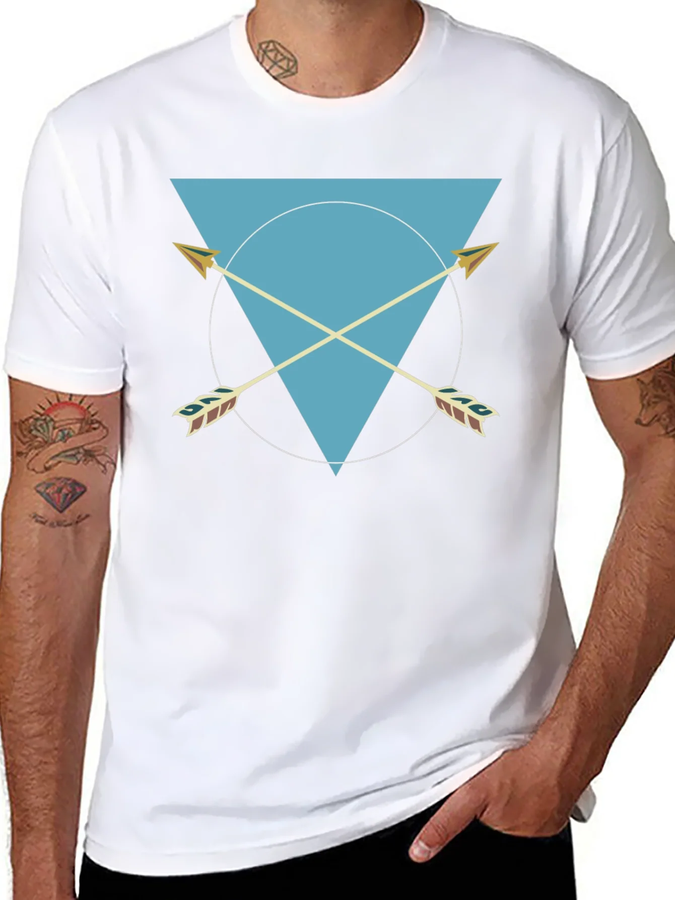 Geometric Arrows Graphic Tee - Black