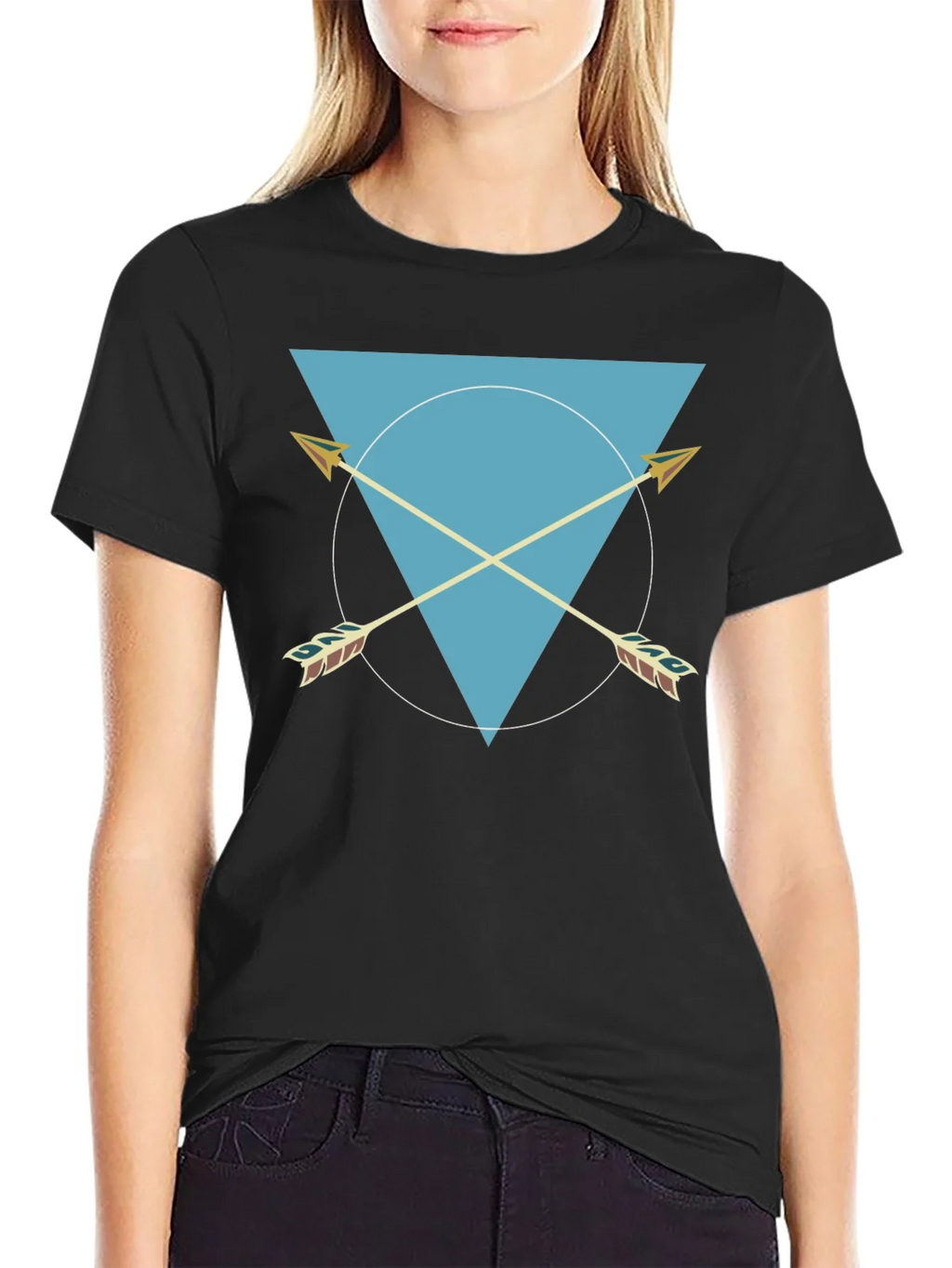 Geometric Arrows Graphic Tee - Black