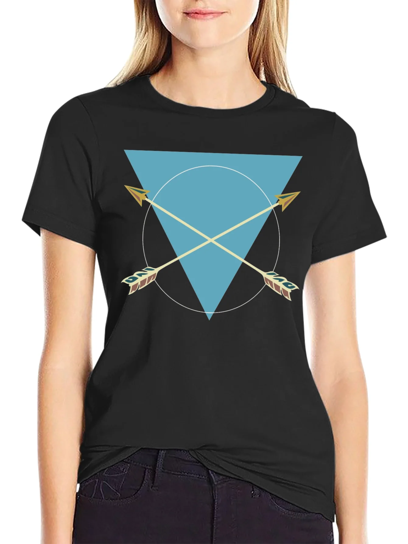 Geometric Arrows Graphic Tee - Black
