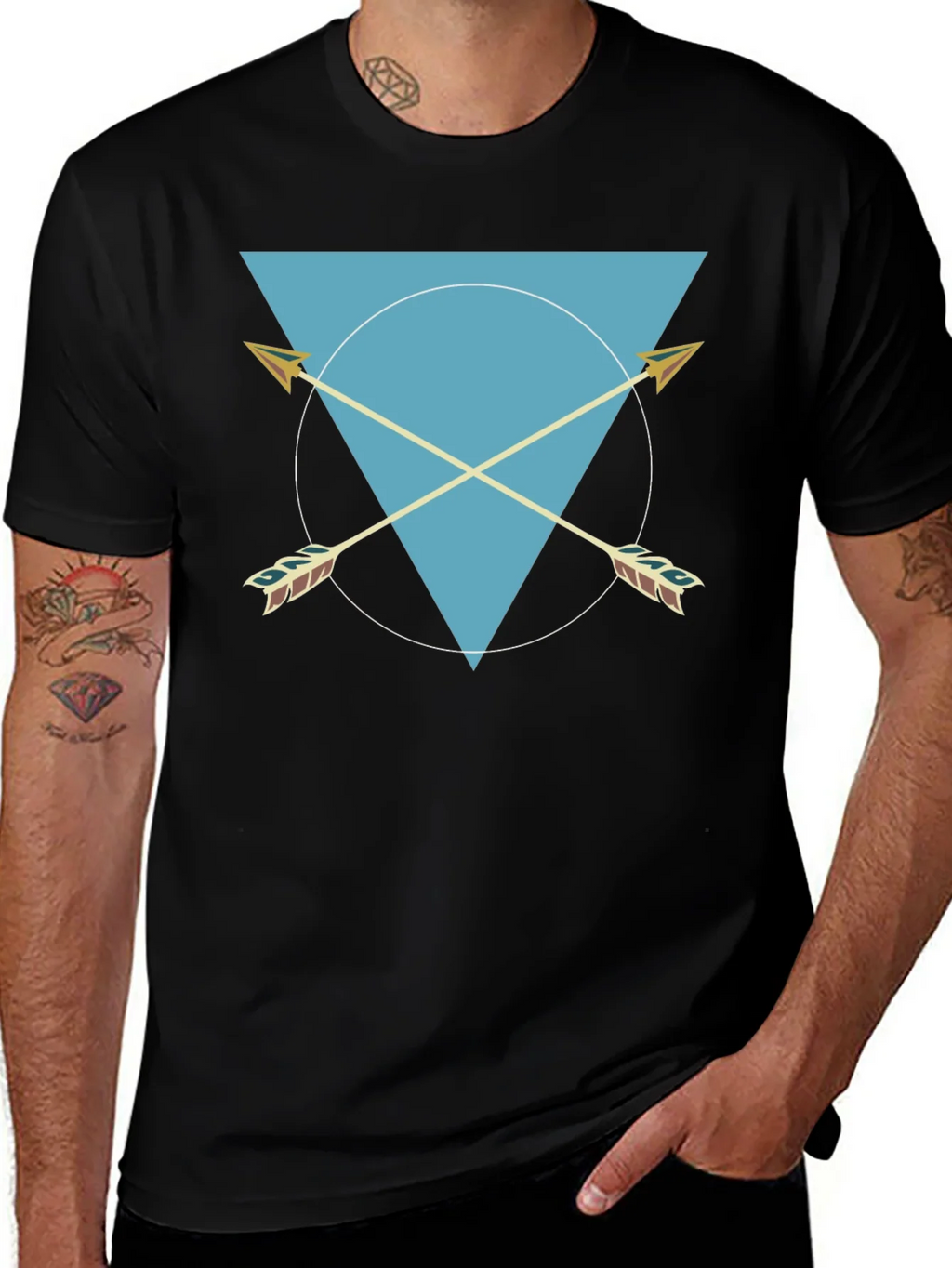Geometric Arrows Graphic Tee - Black