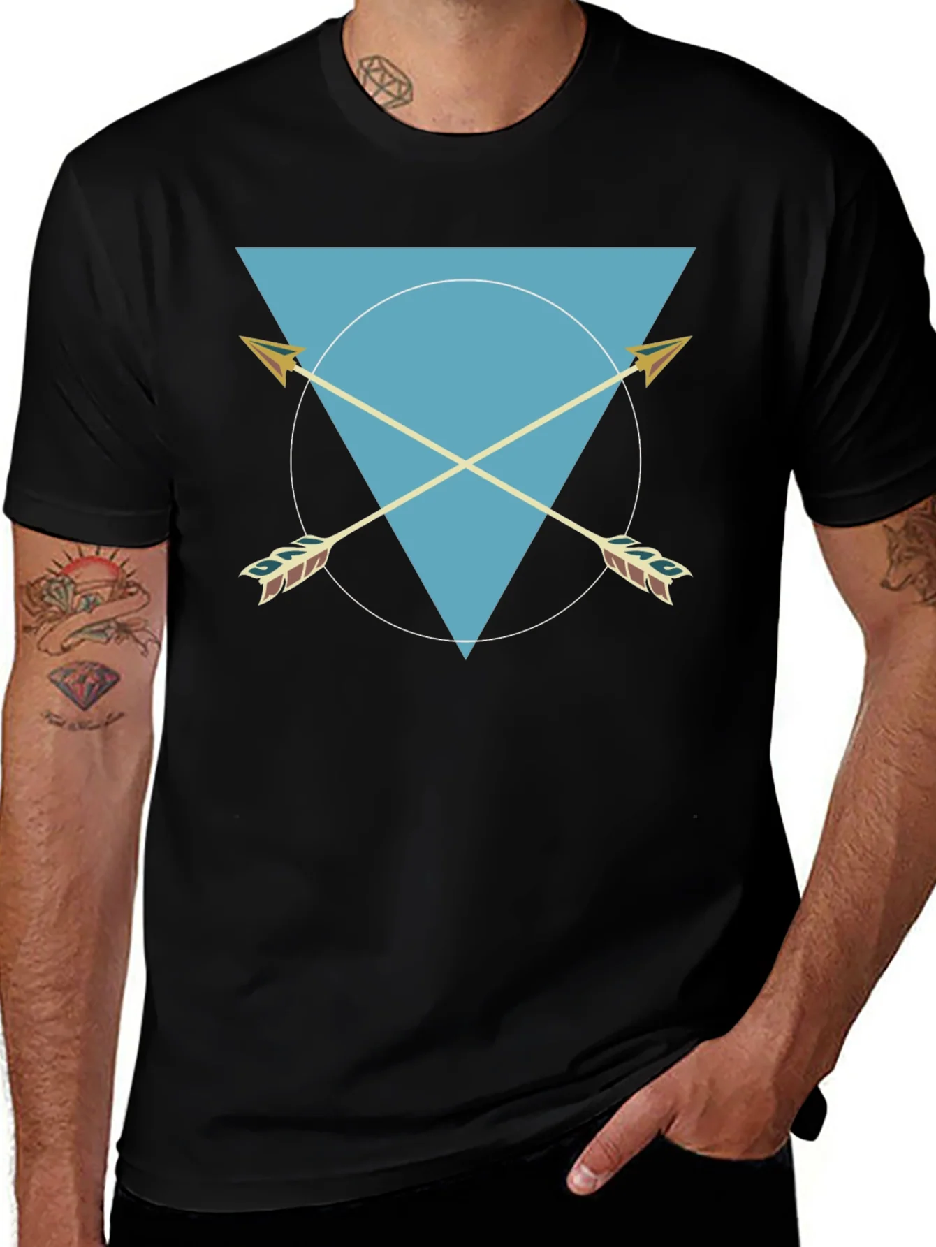 Geometric Arrows Graphic Tee - Black