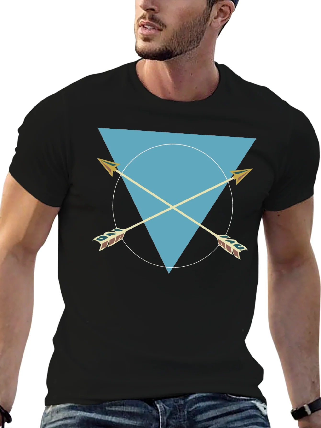 Geometric Arrows Graphic Tee - Black
