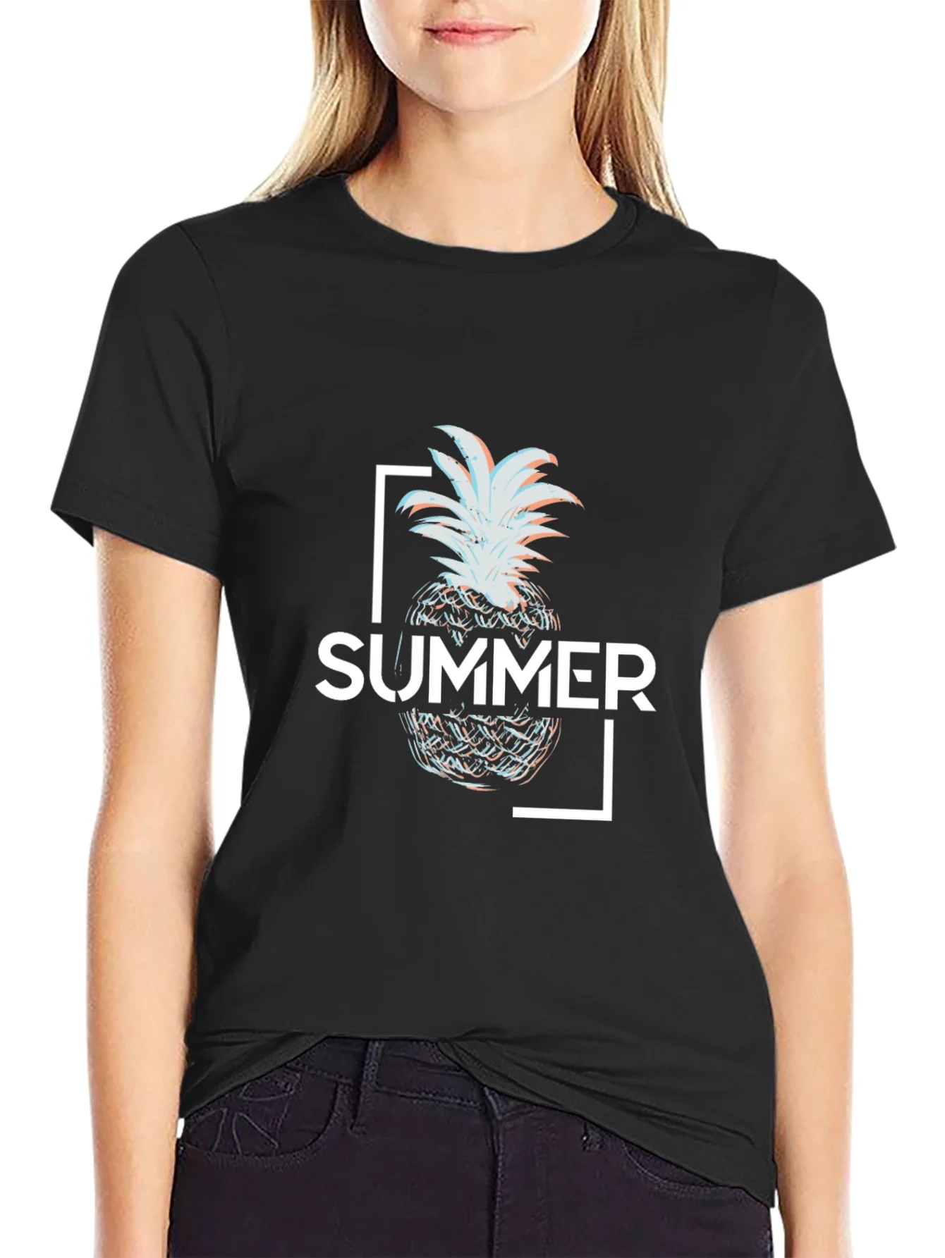 Summer Pineapple Graphic Tee - Black
