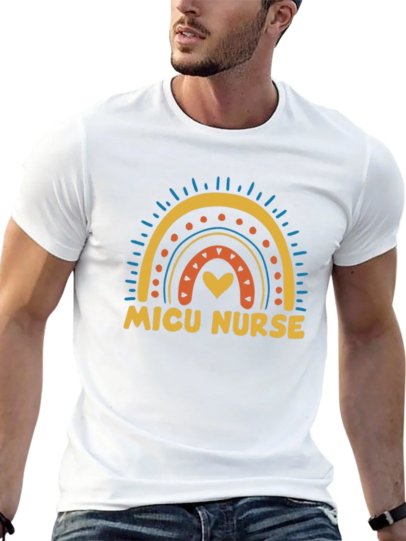 MICU Nurse Rainbow Heart T-Shirt