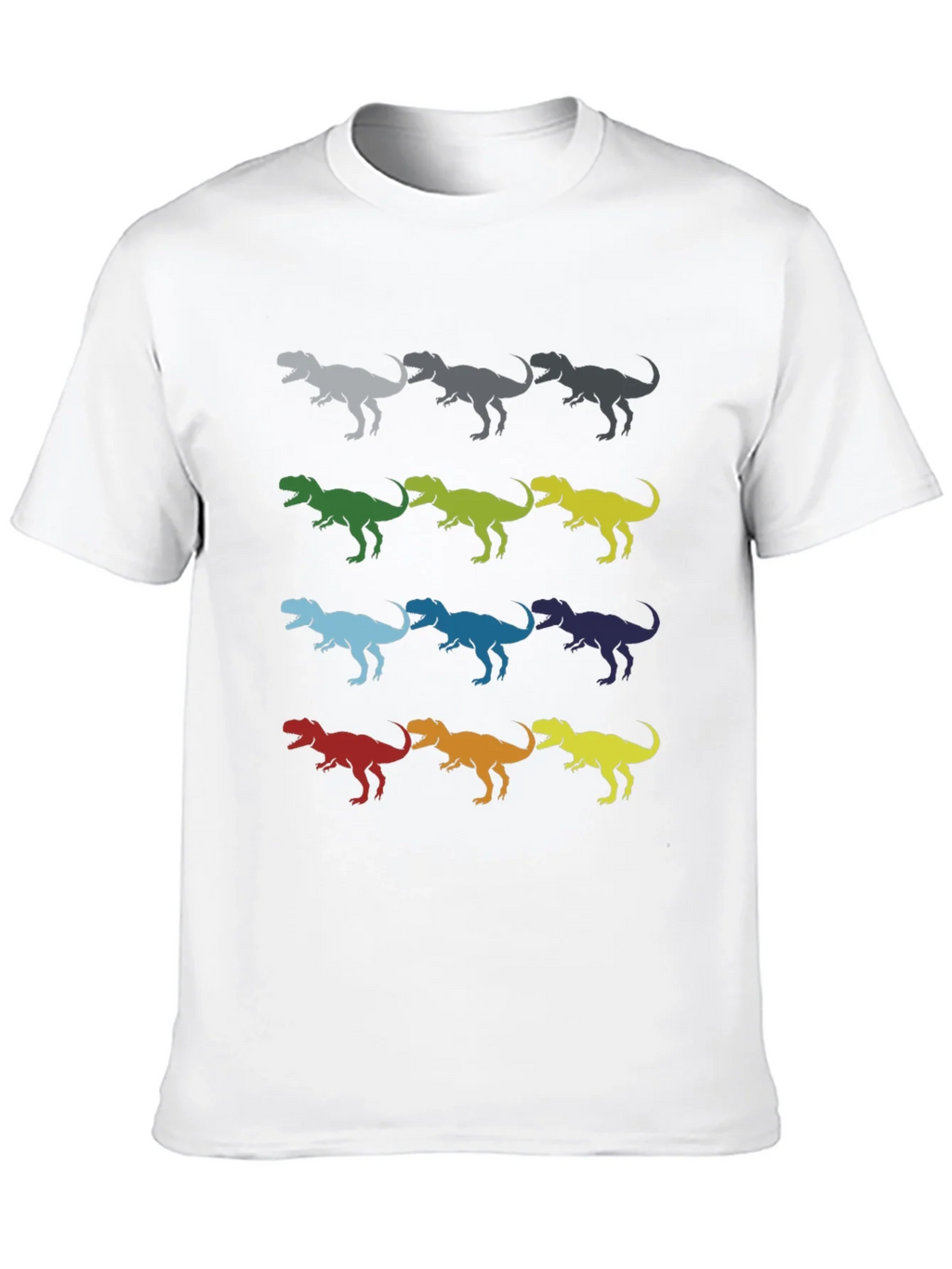 Dinosaur T-Rex Pattern Black Cotton T-Shirt