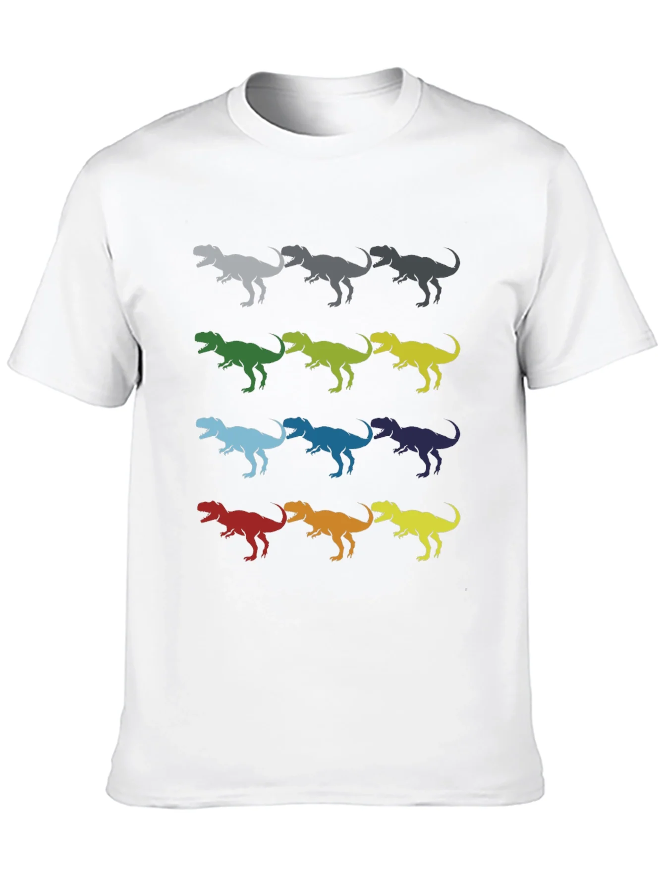 Dinosaur T-Rex Pattern Black Cotton T-Shirt