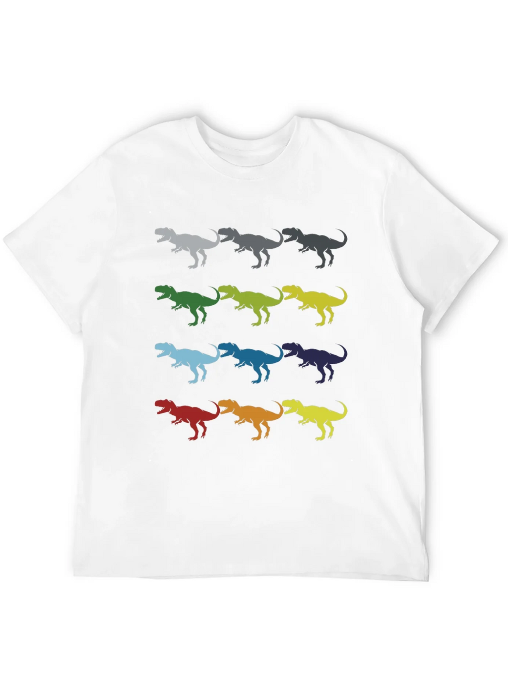 Dinosaur T-Rex Pattern Black Cotton T-Shirt