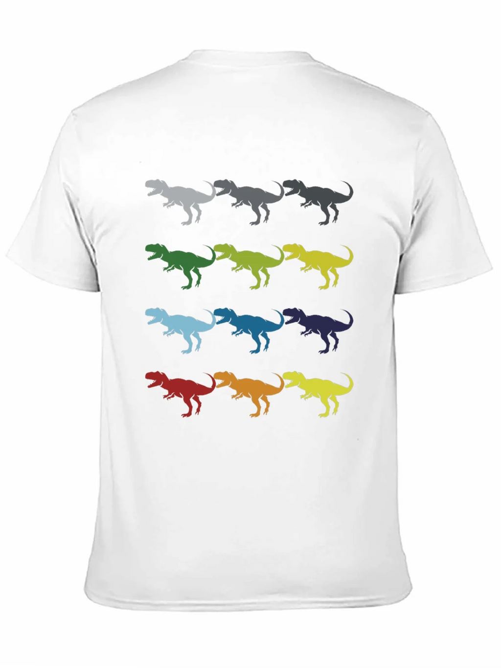 Dinosaur T-Rex Pattern Black Cotton T-Shirt