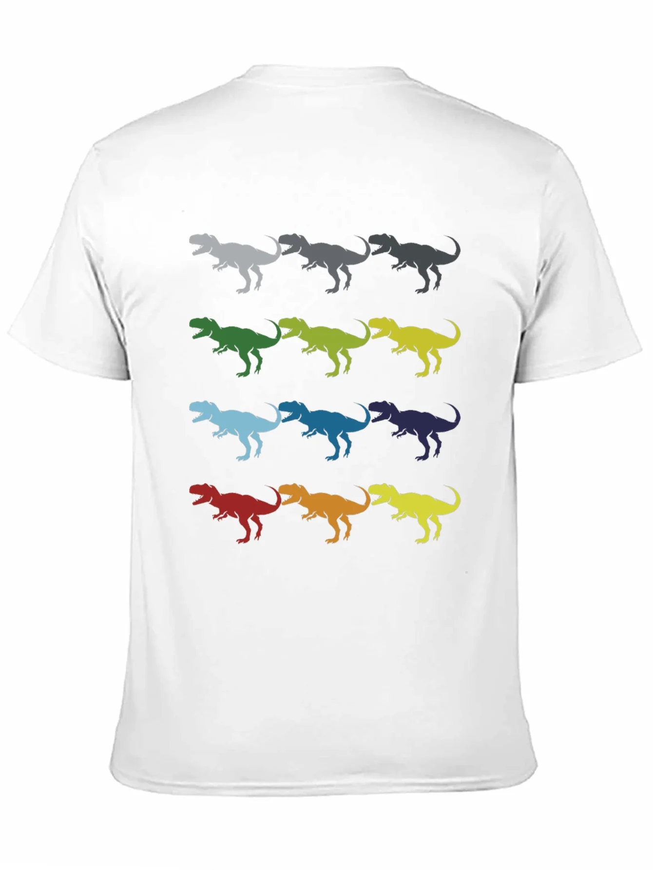 Dinosaur T-Rex Pattern Black Cotton T-Shirt