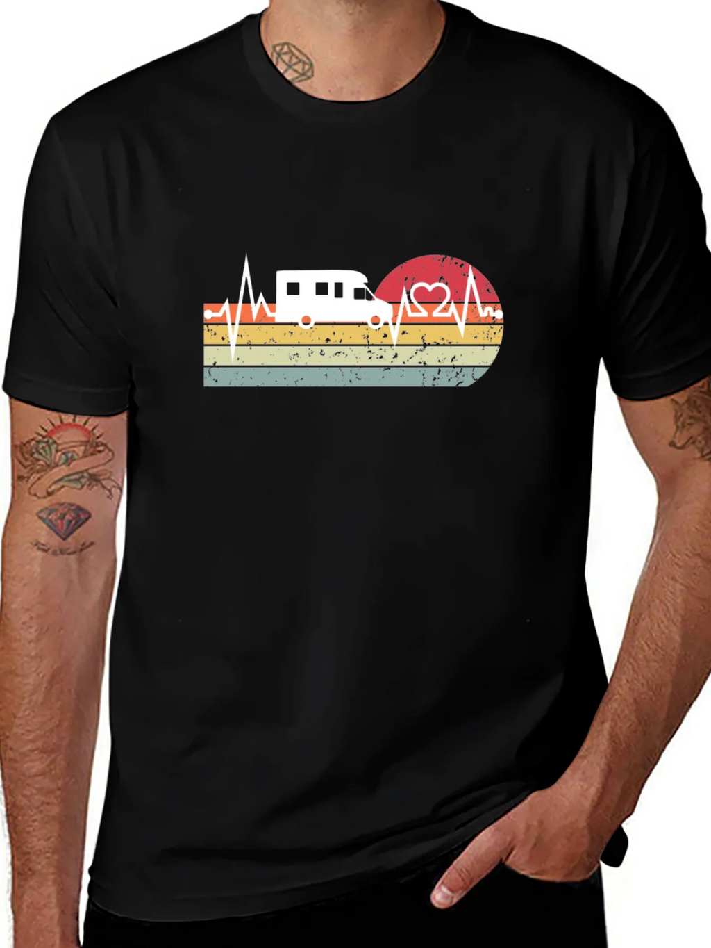 Retro Camping RV Heartbeat T-Shirt