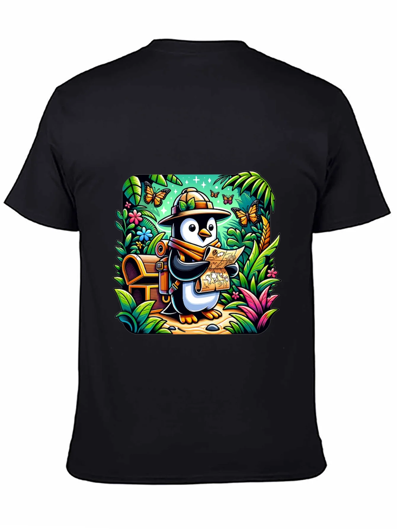 Adventurer Penguin T-Shirt - Treasure Hunt Design