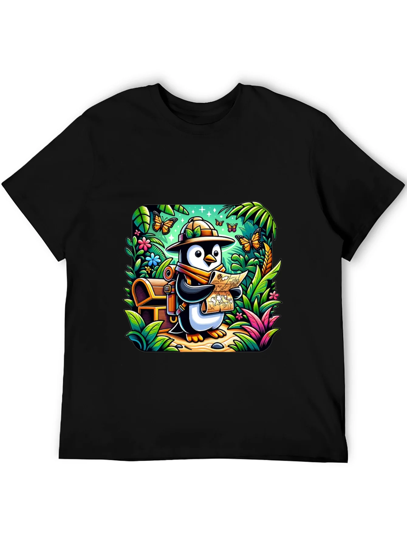Adventurer Penguin T-Shirt - Treasure Hunt Design