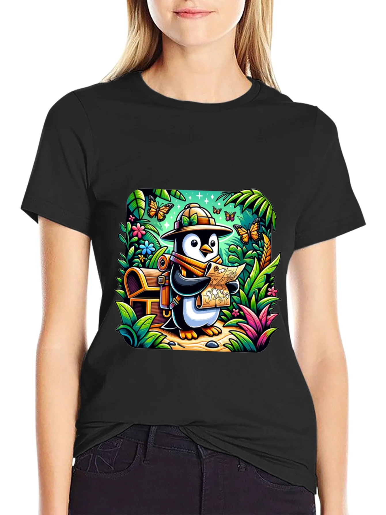 Adventurer Penguin T-Shirt - Treasure Hunt Design
