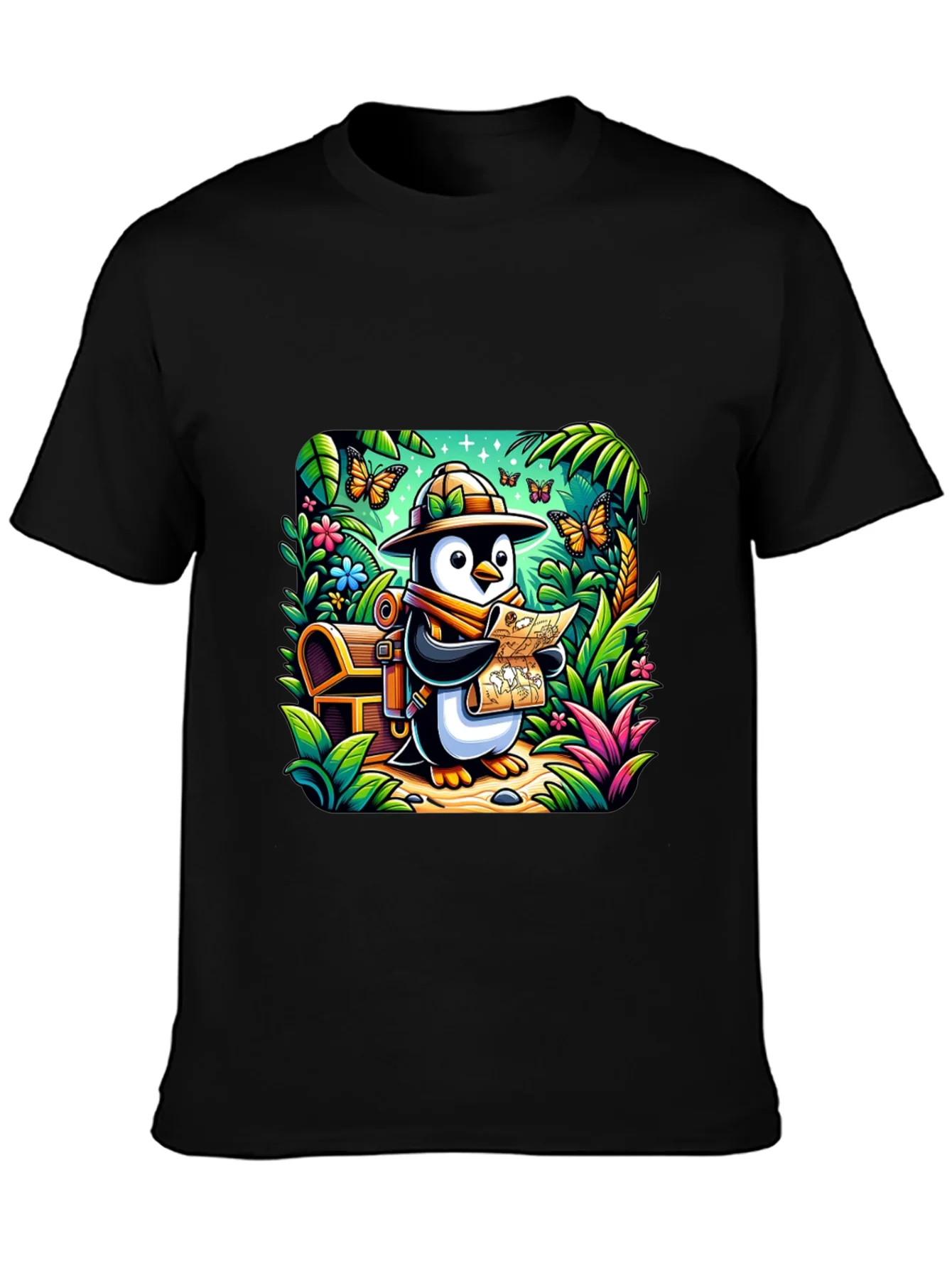 Adventurer Penguin T-Shirt - Treasure Hunt Design