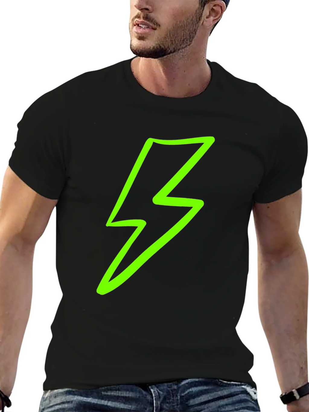 Lightning Bolt Graphic Tee - Black