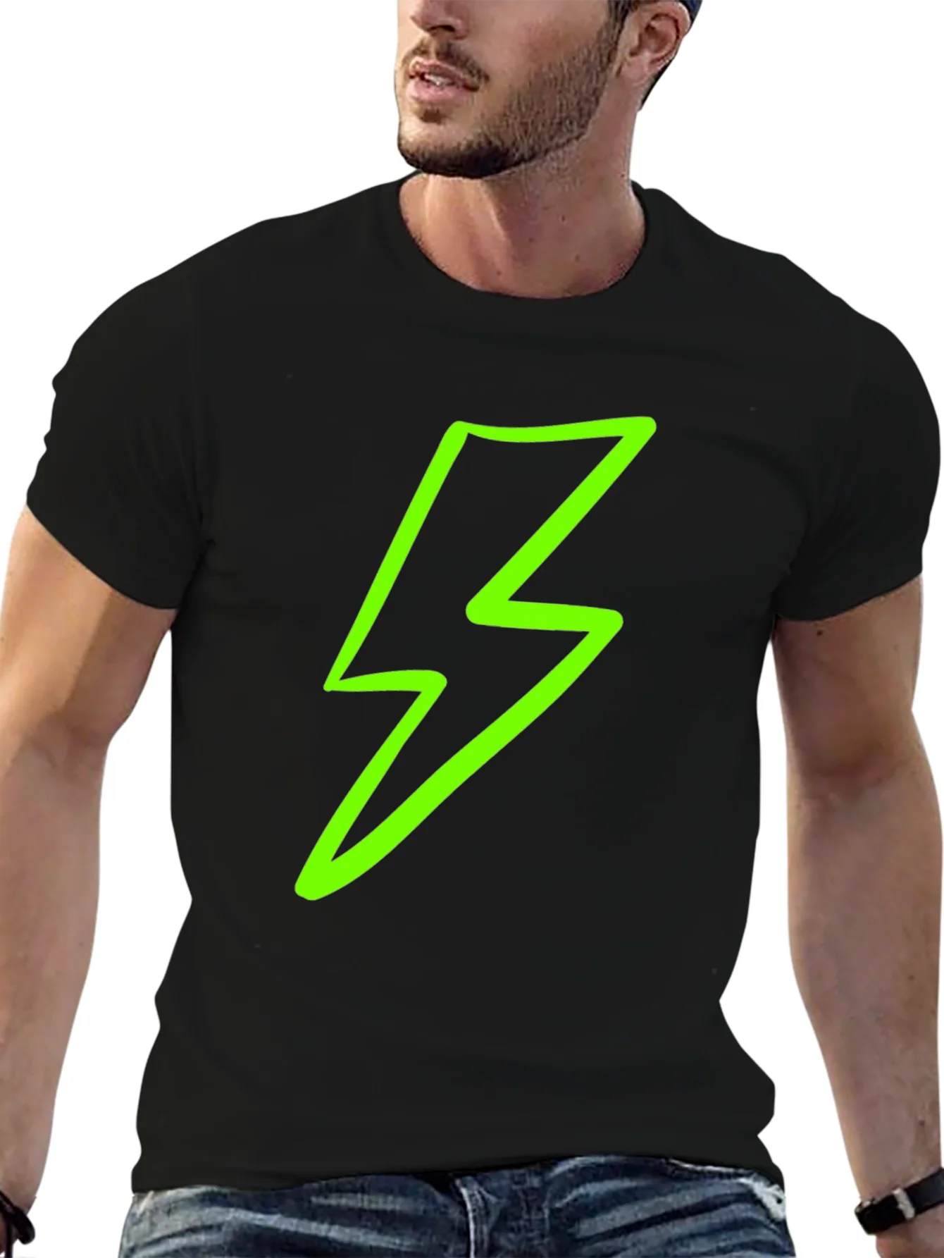 Lightning Bolt Graphic Tee - Black