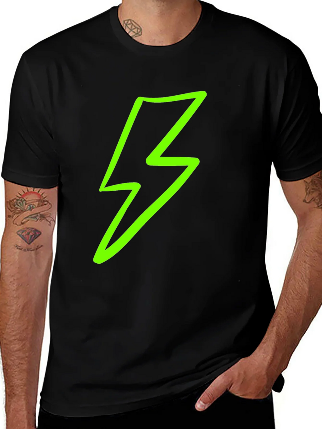 Lightning Bolt Graphic Tee - Black