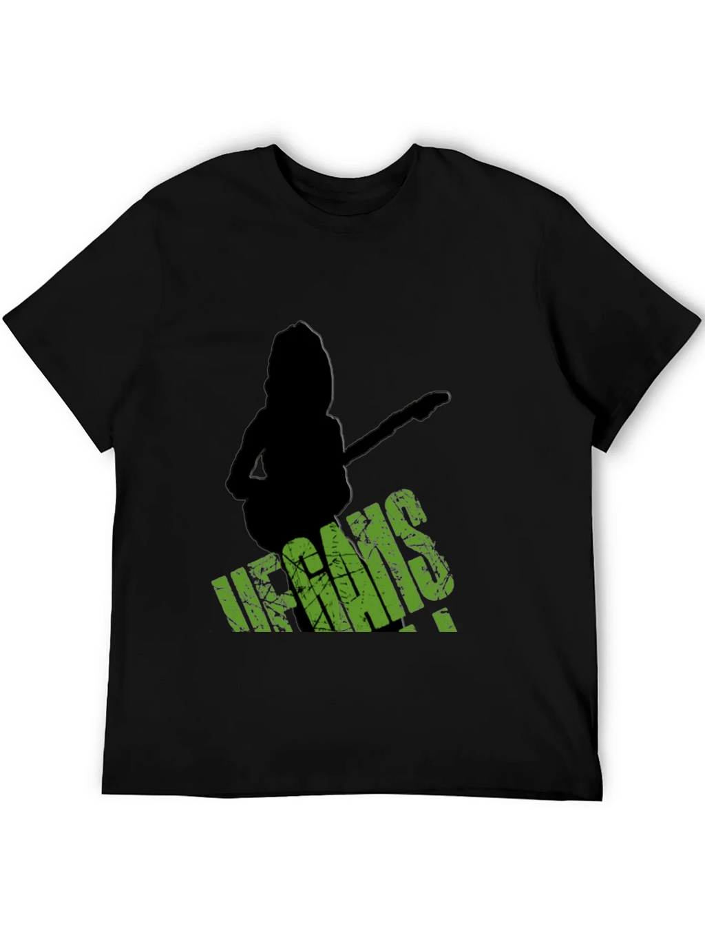 Vegans Guitar T-Shirt - Black Crew Neck Tee
