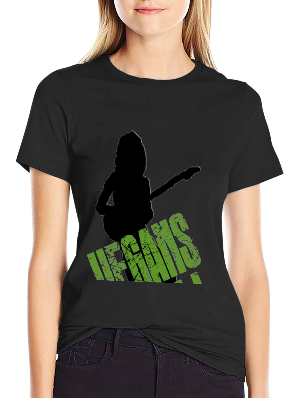 Vegans Guitar T-Shirt - Black Crew Neck Tee