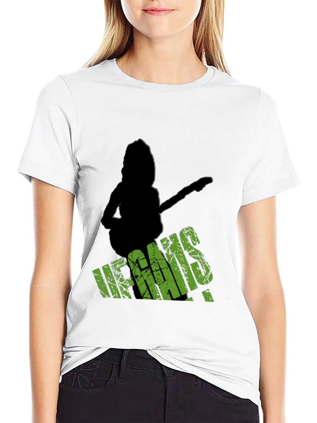 Vegans Guitar T-Shirt - Black Crew Neck Tee