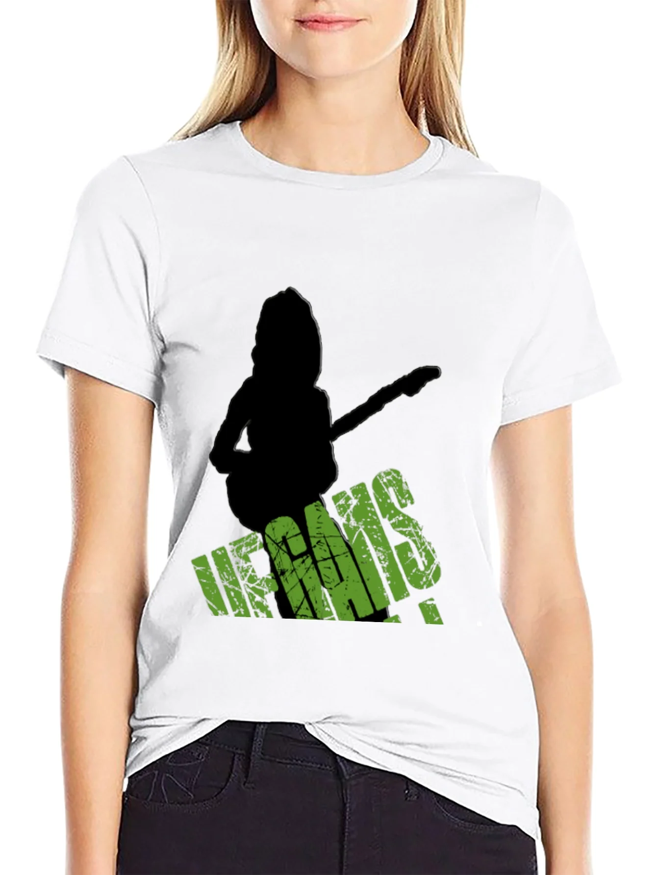 Vegans Guitar T-Shirt - Black Crew Neck Tee