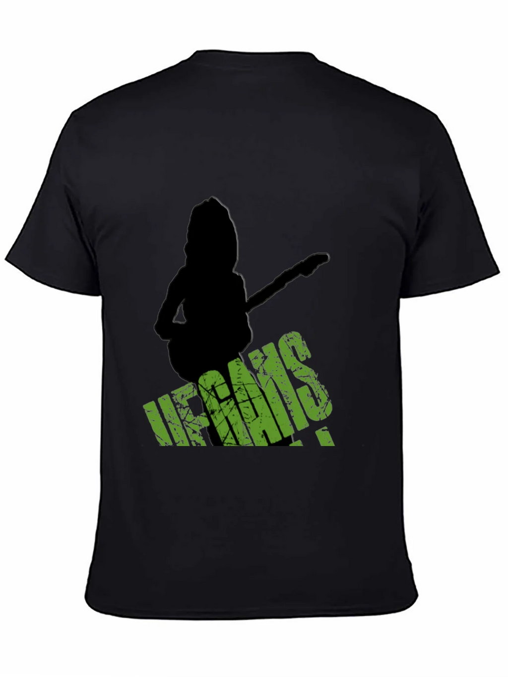 Vegans Guitar T-Shirt - Black Crew Neck Tee