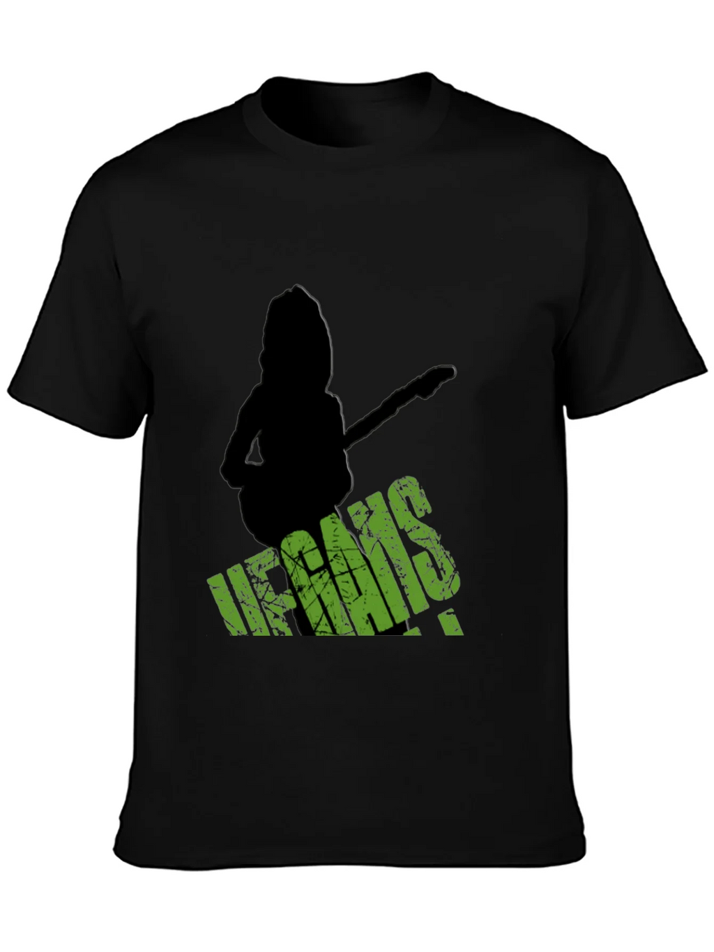 Vegans Guitar T-Shirt - Black Crew Neck Tee