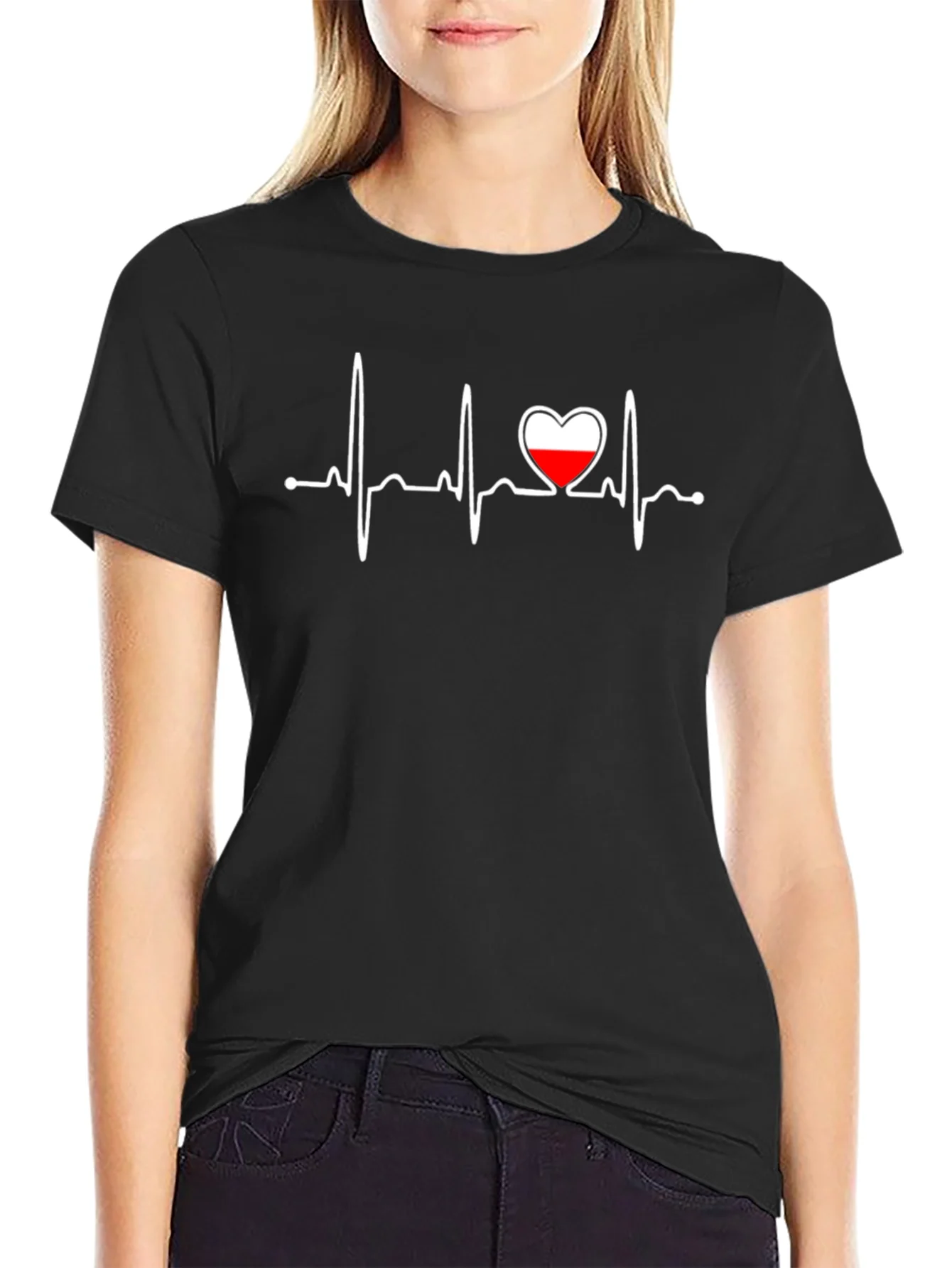Heartbeat Poland Flag Graphic T-Shirt