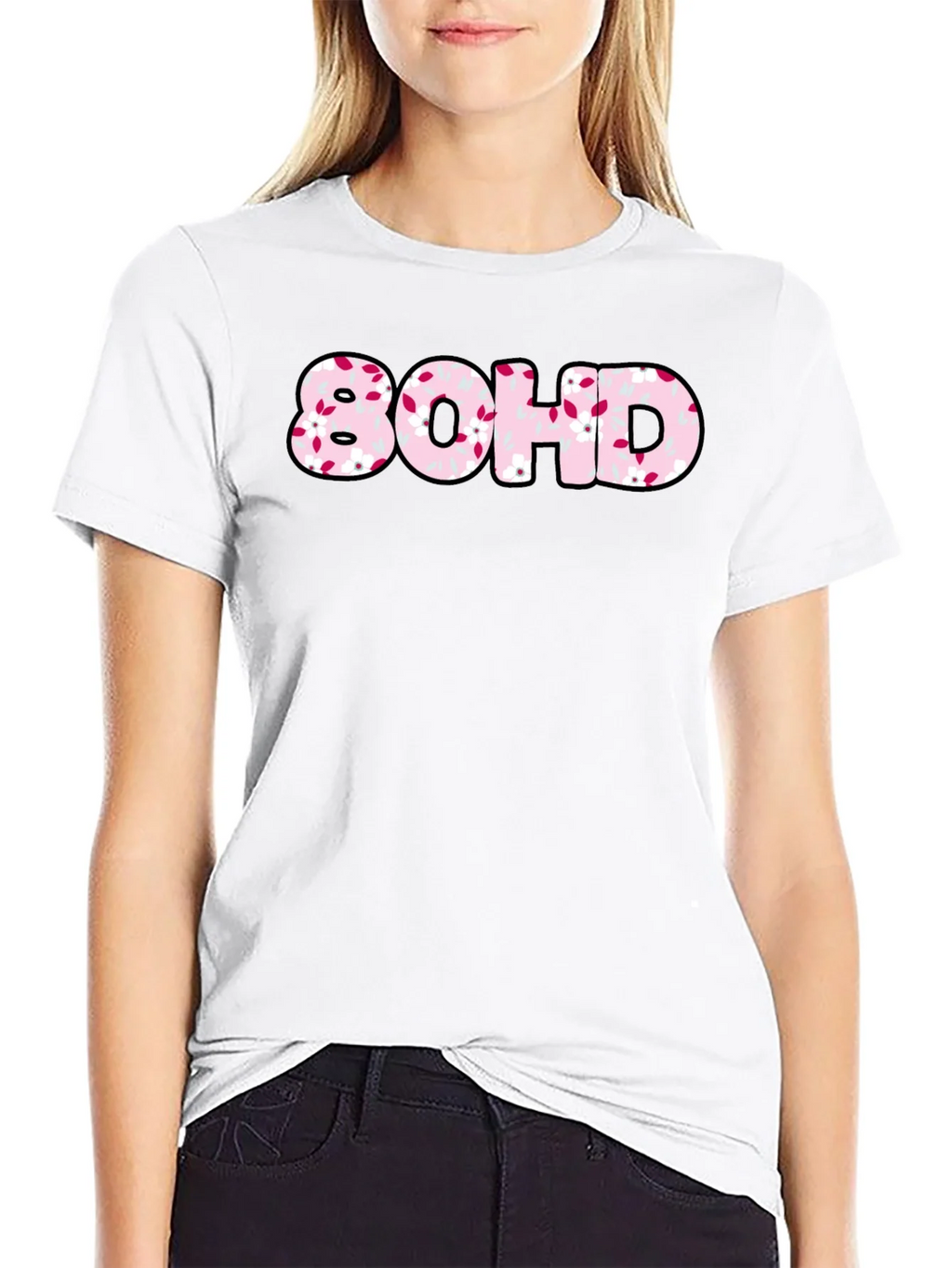 80HD Floral Graphic Tee - Black